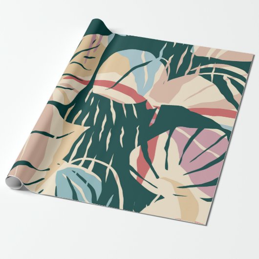 Artistic seamless pattern with abstract leaves. Mo ラッピングペーパー (アンロールド)