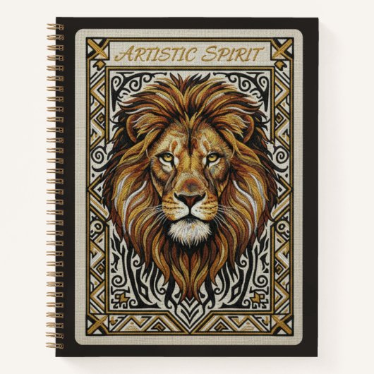 Artistic Spirit Embroidered Lion King Journal ノートブック (正面)