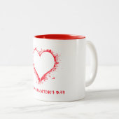 Artistic Splatter Heart Valentine’s Day Coffee Mug ツートーンマグカップ (正面右)