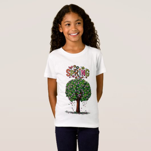 Artistic Spring Blossom Tree Graphic  Tシャツ (正面フル)