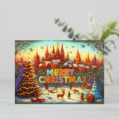 Artistic Storybook Christmas Village 箔シーズンカード (立ち正面)