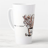 Artistic Swirl Botanical Coffee Cup Illustration M カフェラテマグ (左アングル)