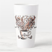 Artistic Swirl Botanical Coffee Cup Illustration M カフェラテマグ (正面)