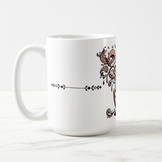 Artistic Swirl Botanical Coffee Cup Illustration M コーヒーマグカップ (左)