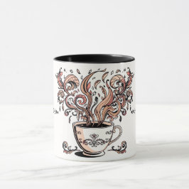 Artistic Swirl Botanical Coffee Cup Illustration M マグカップ