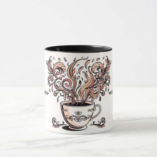 Artistic Swirl Botanical Coffee Cup Illustration M マグカップ (中央)