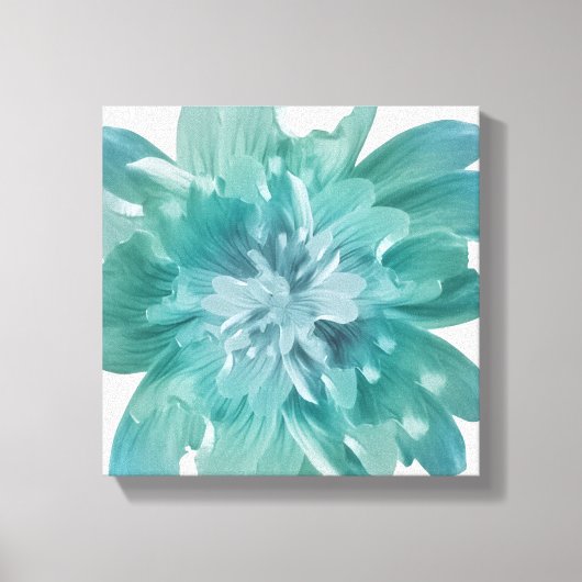 Artistic Teal Bloom Premium Canvas Wall Art キャンバスプリント (正面)