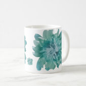 Artistic Teal Blossom High-Definition Floral Ceram コーヒーマグカップ (正面右)
