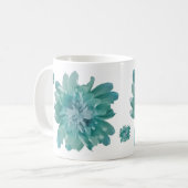 Artistic Teal Blossom High-Definition Floral Ceram コーヒーマグカップ (正面左)