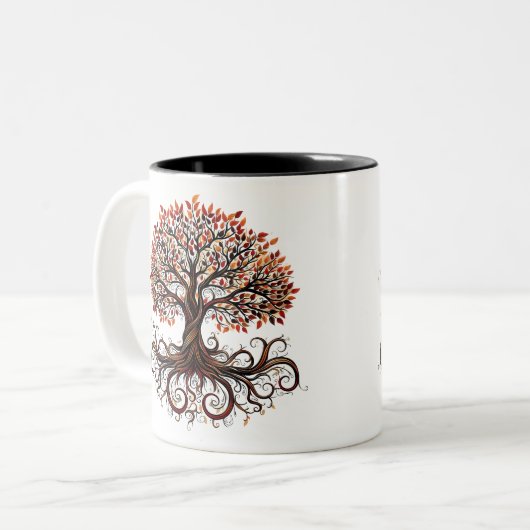 Artistic Tree with Swirling Branches ツートーンマグカップ (正面左)