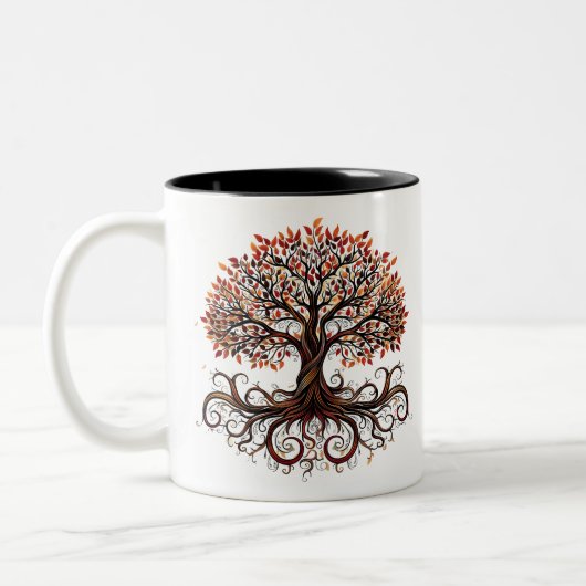Artistic Tree with Swirling Branches ツートーンマグカップ (左)