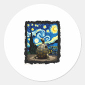 Artistic Turtle Shirt  Starry Night Turtle (2) ラウンドシール (正面)