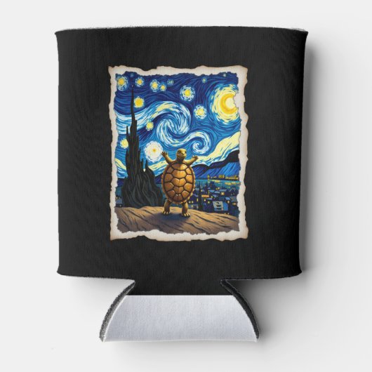 Artistic Turtle Shirt  Starry Night Turtle (3) 缶クーラー (正面)