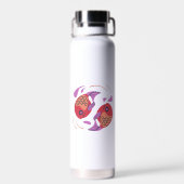 Artistic Twin Koi Fish Illustration Thermal Water  ウォーターボトル (背面)