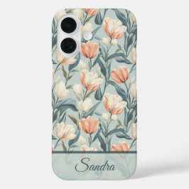 Artistic Valentine Gift Tulip Name iPhone 16ケース