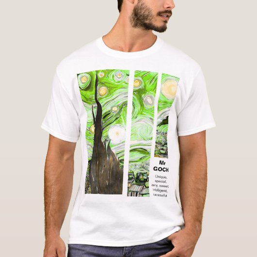 Artistic Van Gogh Broken Green Pink Tシャツ (正面)