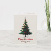 Artistic Watercolor Abstract Christmas Tree シーズンカード (正面)