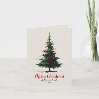 Artistic Watercolor Abstract Christmas Tree シーズンカード