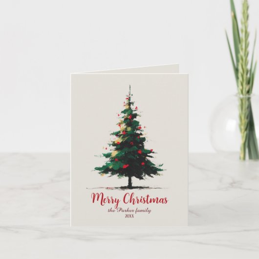 Artistic Watercolor Abstract Christmas Tree シーズンカード (正面)