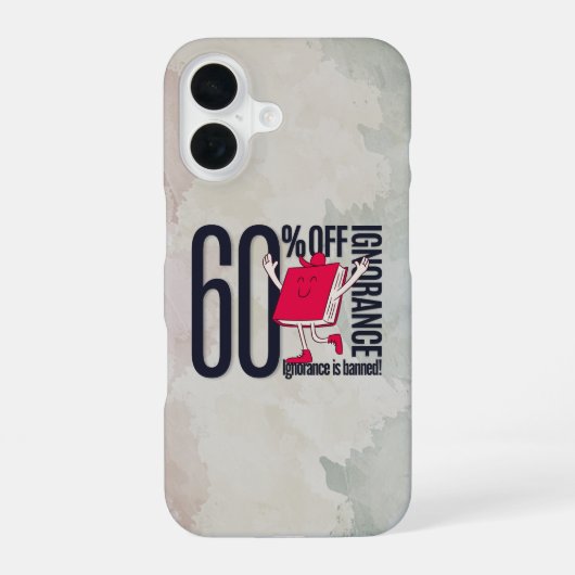 Artistic Watercolor Anti-Ignorance Book Quote  iPhone 16ケース (裏面)