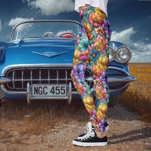 Artistic Watercolor Floral レギンス