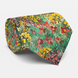 Artistic Watercolor Flower Garden Tie ネクタイ
