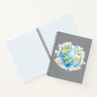 Artistic Watercolor Globe Notebook ノートブック