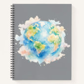 Artistic Watercolor Globe Notebook ノートブック (正面)