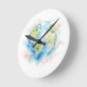 Artistic Watercolor Globe Wall Clock ラウンド壁時計 (傾斜)