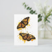Artistic Watercolor Monarch Butterfly Nature Art ポストカード (スタンド正面)