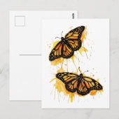Artistic Watercolor Monarch Butterfly Nature Art ポストカード (正面/裏面)