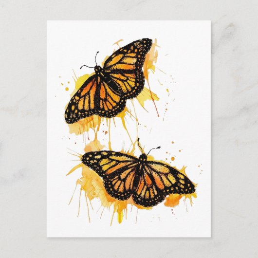 Artistic Watercolor Monarch Butterfly Nature Art ポストカード (正面)