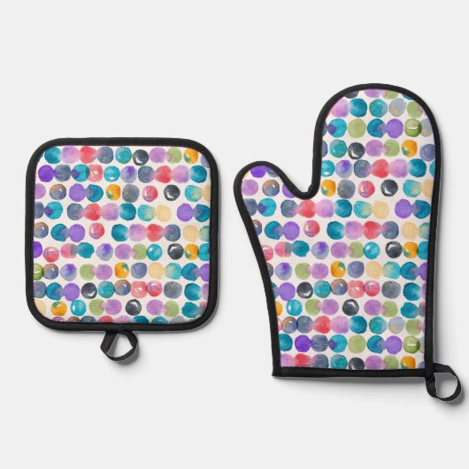 Artistic Watercolor Oven Mitt – Bold Abstract 鍋つかみ&鍋敷きセット (正面)