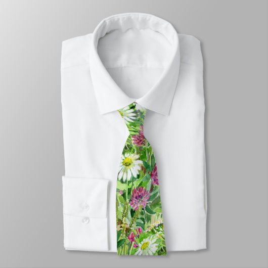 Artistic Watercolor wild flowers  Tie ネクタイ (タイ)
