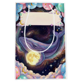 Artistic Whale & Moon Gift Bag for Any Occasion ミディアムペーパーバッグ
