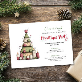 Artistic whimsical Christmas tree party invitation 招待状