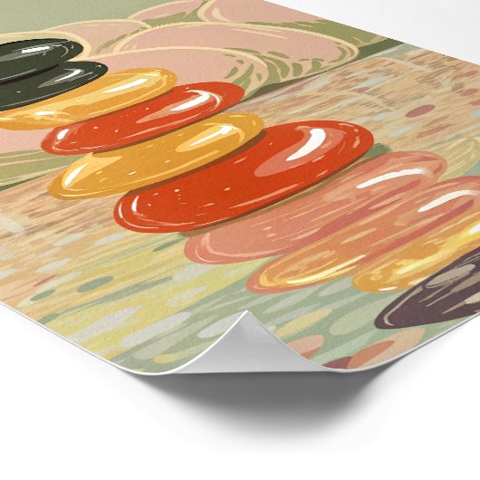 Artistic Zen Stone Stack Polished Pebbles  ポスター (角)