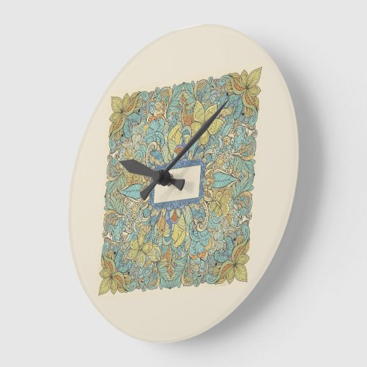 Artistic Zentangle Mandala Wall Clock ラージ壁時計 (傾斜)