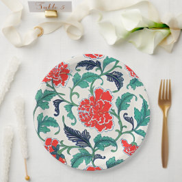 ArtisticBloomの赤エレガントフローラヴィンテージ ペーパープレート