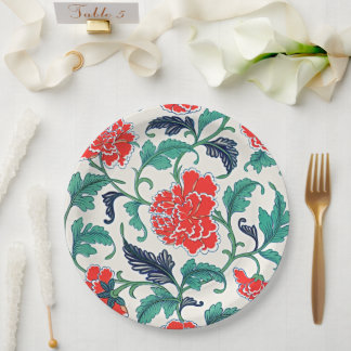 ArtisticBloomの赤エレガントフローラヴィンテージ ペーパープレート