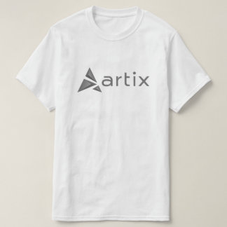 Artixの箱のグレースケールのロゴのブランド Tシャツ
