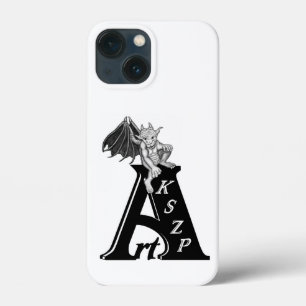 ArtKSZPロゴ、Golem Black and Whiteデザイン iPhone 13 Miniケース