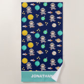 Artronaut and Spaceship for Children ビーチタオル (正面)