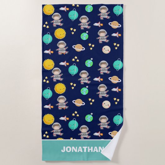Artronaut and Spaceship for Children ビーチタオル (正面)