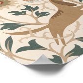 Arts and Crafts Folk Art Dog Floral Art ポスター (角)