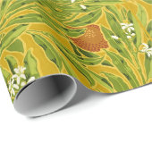 Arts and Crafts Yellow Orange Fruit Floral Art ラッピングペーパー (ロールコーナー)