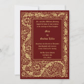 Arts & Crafts Style 1905 Floral Foliage Wedding 招待状 (正面)