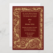 Arts & Crafts Style 1905 Floral Foliage Wedding 招待状 (正面/裏面)