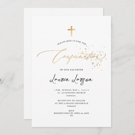 ArtsAppのエレガントフェイク金ゴールド書跡の確認 招待状 (正面/裏面)