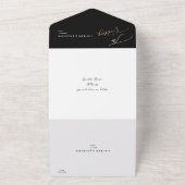 ArtsAppエレガントフェイク金ゴールド書道白黒 オールインワン招待状 (外側)